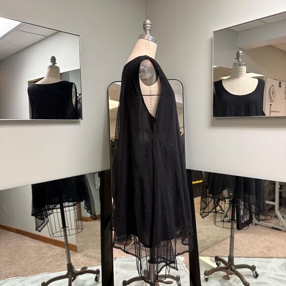 Black Mesh Asymmetrical Dress - Picture 3 of 5